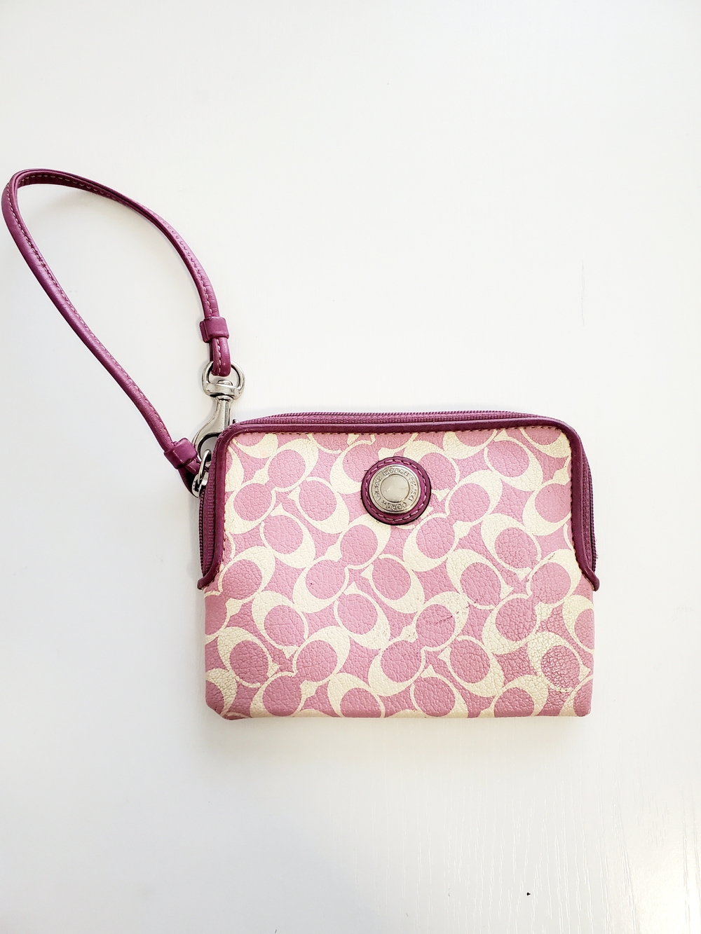 Coach Pink Signature Wristlet Clutch